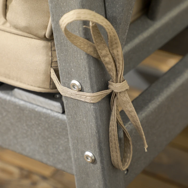 Outsunny Salotto da Giardino con Divanetto, 2 Poltrone e Tavolino in HDPE con Cuscini, Grigio Scuro