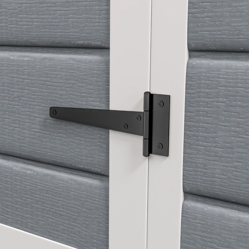 Outsunny Abri de jardin cabanon en résine polypropylène 2,12 m² - 2 portes 1 fenêtre et 1 grille d'aération, toit en pente, gris(m-9)