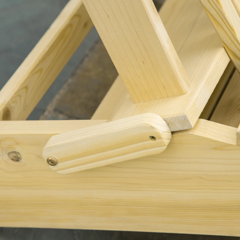 Outsunny Adirondack Stuhl Klappbar Adirondack Chair aus Holz Outdoor Gartenstuhl mit Fußstütze Hoher Rücken- und Armlehnen Balkonstuhl Gartensessel für Garten, Balkon 78 x 140 x 94cm Natur