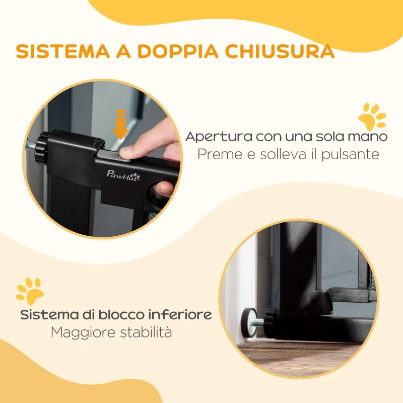 PawHut Cancellino per Cani Estensibile a Pressione con Chiusura Automatica, in Acciaio e ABS, 75-103x76 cm, Nero