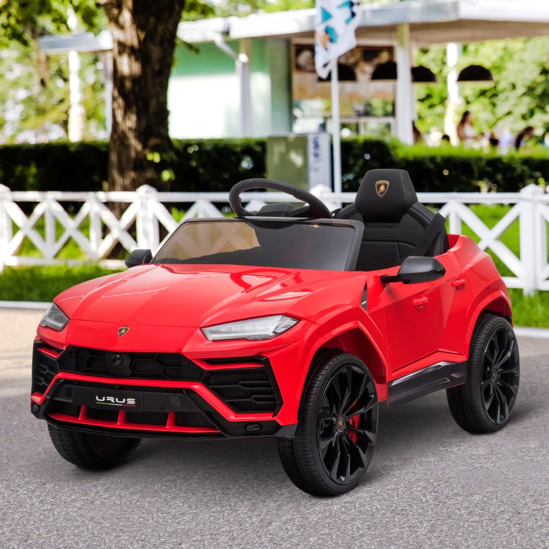 HOMCOM Macchina Elettrica per Bambini Marchio Lamborghini 12V 2 Velocità 3-5km/h, Telecomando e Presa USB, Rosso, 105x65x52cm