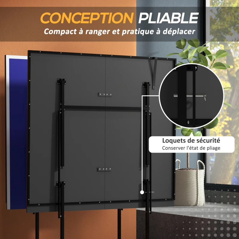 SPORTNOW Table de tennis de table ping-pong pliable compacte 4 roulettes pour intérieur 274L x 152,5l x 75,5H cm