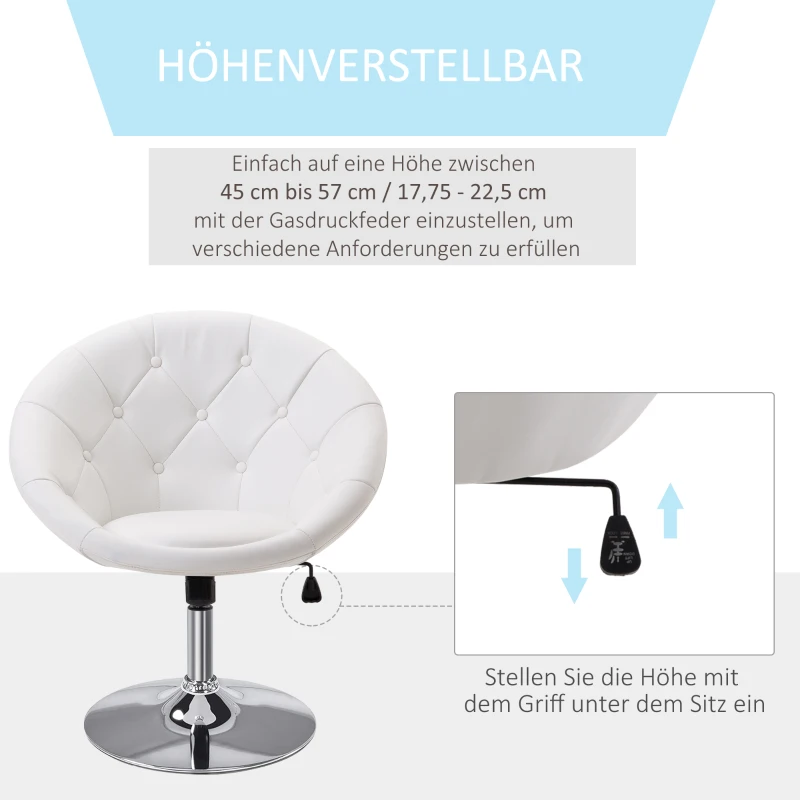 HOMCOM Sessel Wohnzimmer Loungesessel Relaxsessel mit Stahlbasis Lesesessel aus Kunstleder, Polstersessel für Schlafzimmer Weiß