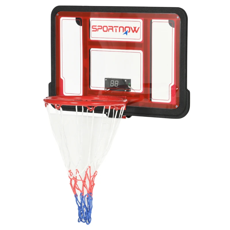 SPORTNOW Basketballkorb mit elektronischer Punkteanzeige, für Wand- und Türmontage, inkl. Basketball, Ballpumpe
