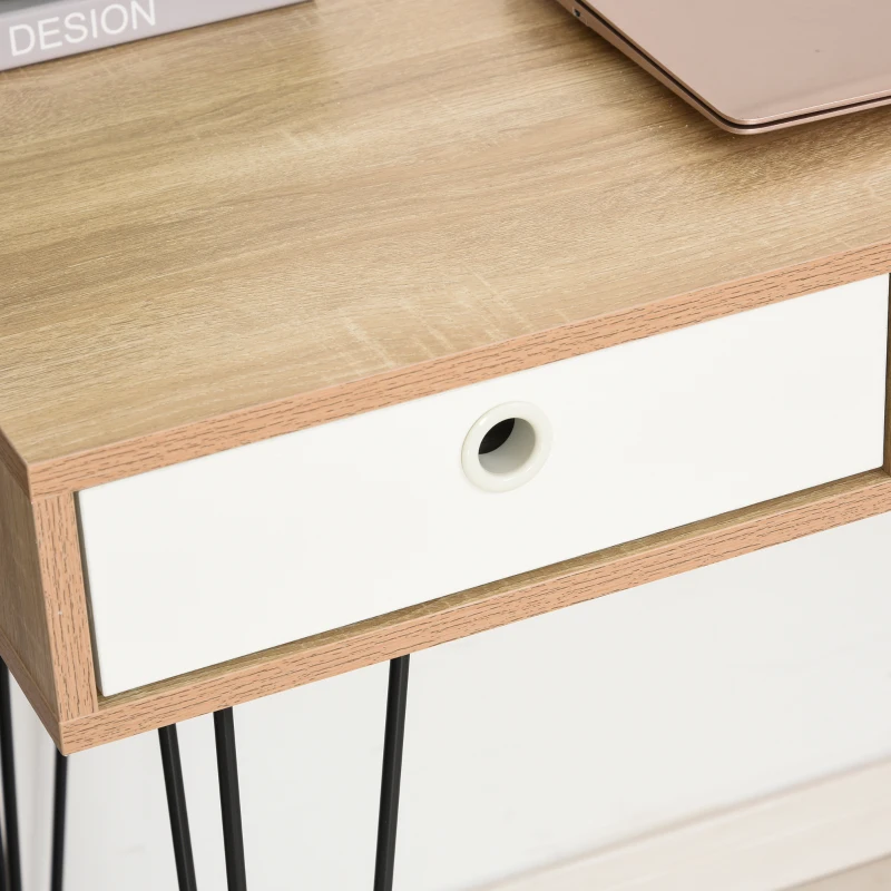 HOMCOM Scrivania Moderna con 3 Cassetti Multicolore in Legno e Metallo, Scrivania per Camera e Ufficio in Stile Nordico, 110x50x77.5cm