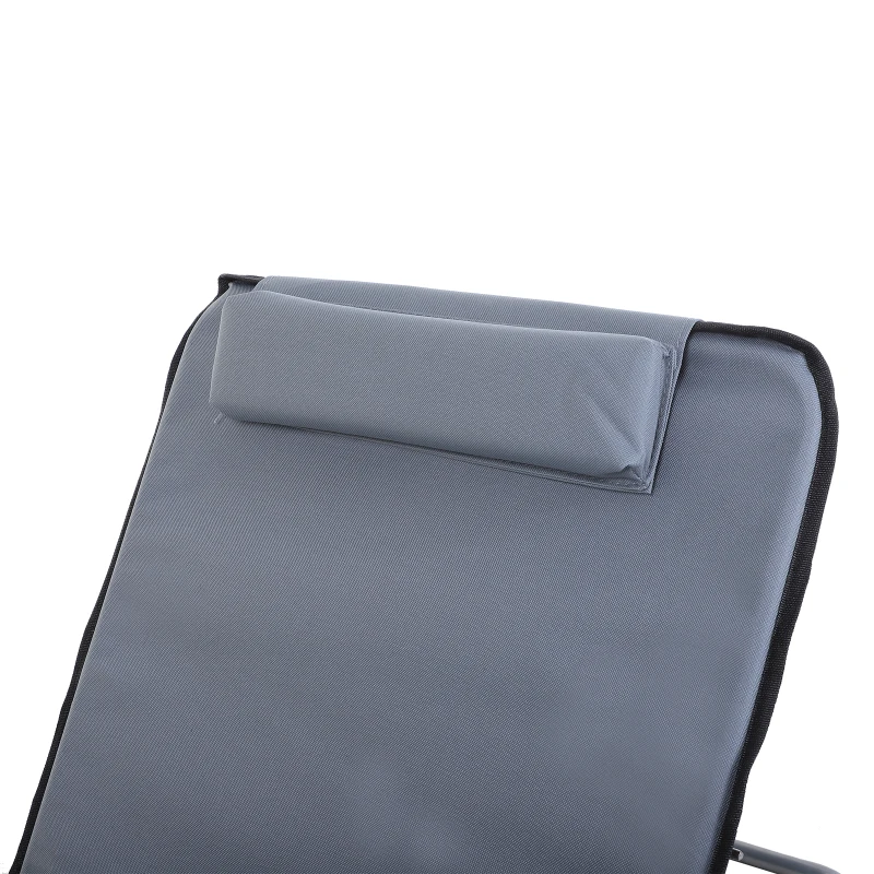 Outsunny Sonnenliege klappbar Gartenliege mit Kopfkissen Liegestuhl mit 5-Fach verstellbare Rückenlehne Strandliege mit Tragetasche Gartenstuhl für Garten Urlaub Outdoor Strand Pool, Grau