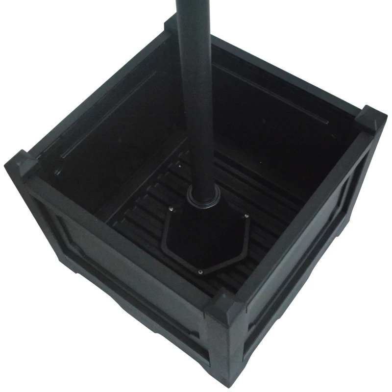 Outsunny Solar Laterne Stehleuchte aus Metall, Gartenlaterne mit Lichtsteuerung, 189 cm hoch, Windlicht Außenleuchte, Wasserdicht IP44 mit Blumentopf-Basis für Garten Balkon Deko Schwarz