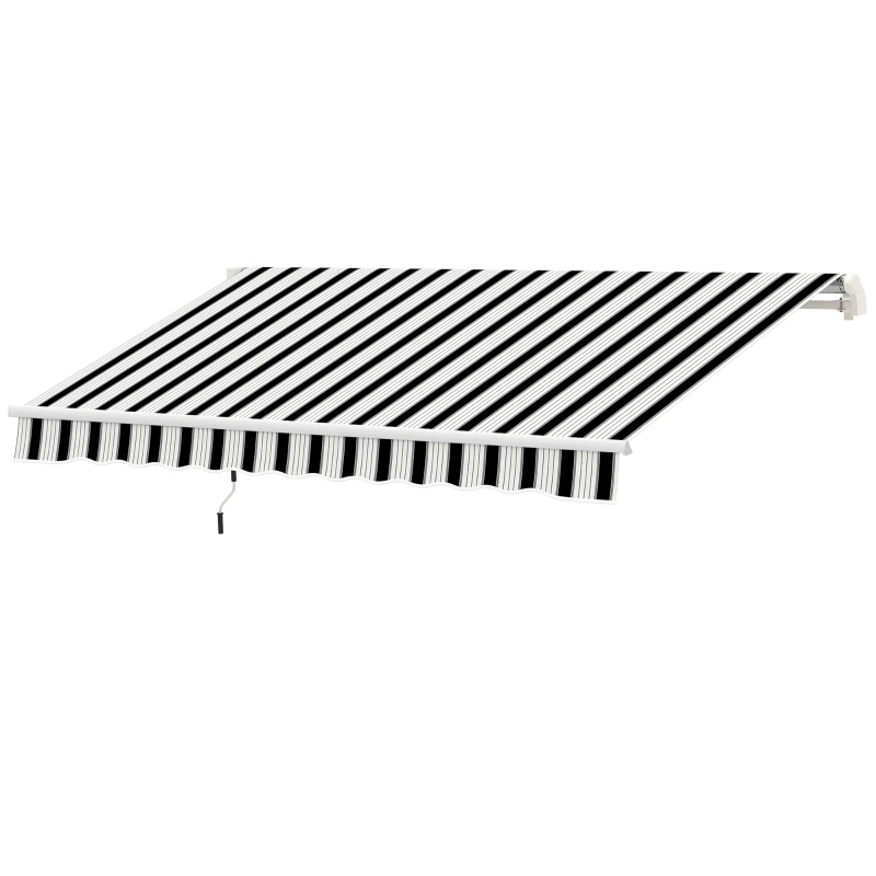 Outsunny Markise, Sonnenschutz, einfahrbar, mit Handkurbel, Metallrahmen, Polyester, blau+weiß, 3,95 x 2,45 x 3,50 m
