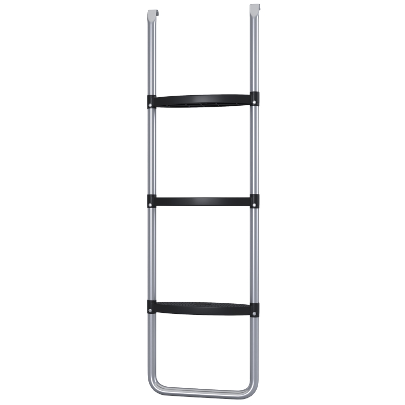 SPORTNOW Galvanised Steel Trampoline Ladder, 2 Steps/3 Steps Outdoor Trampoline Accessories for 6ft, 8ft, 10ft, 12ft, 13ft, 14ft, 16ft Trampoline, 110L x 32Wcm, Silver Tone