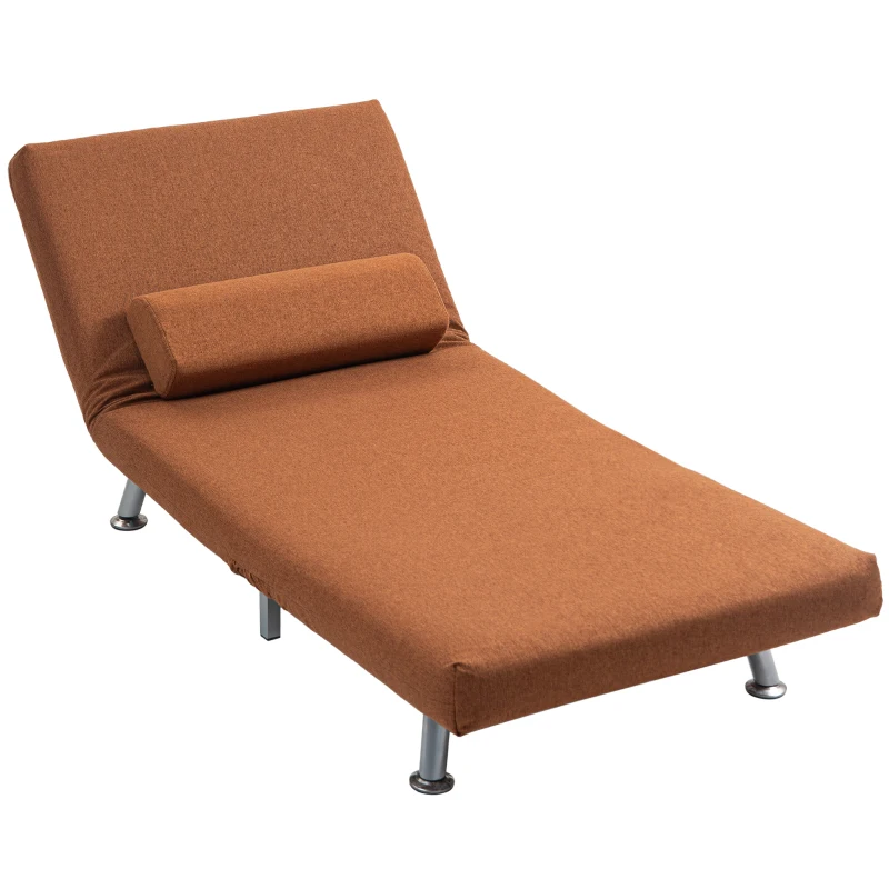 HOMCOM Single Linen-Feel Sleeper Chair - Coffee
