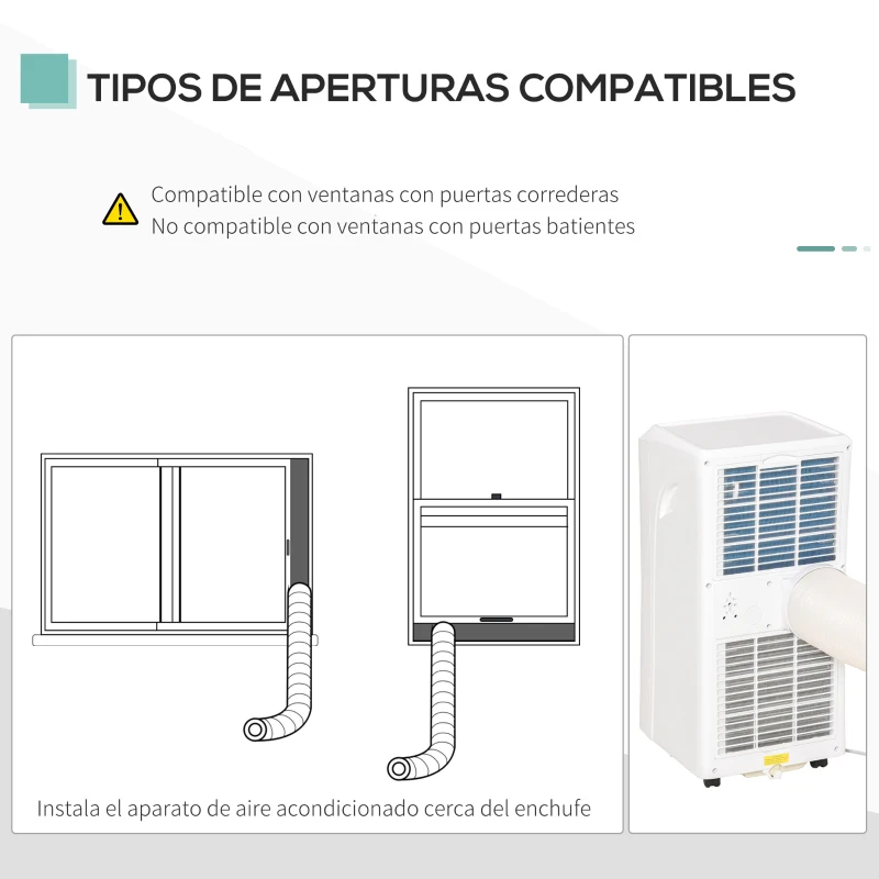 HOMCOM Aire Acondicionado Portátil 7000Btu 3 en 1 Refrigerador Deshumidificador y Ventilador con Temporizador LED y Mando a Distancia Silencioso 30,5x32,8x67,8 cm Blanco