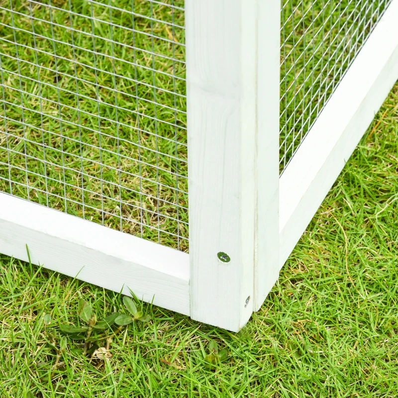 PawHut Conigliera in Legno con Area Aperta e Rampa, Gabbia per Conigli con Fondo Estraibile e Porte, 140x65x120 cm, Grigia