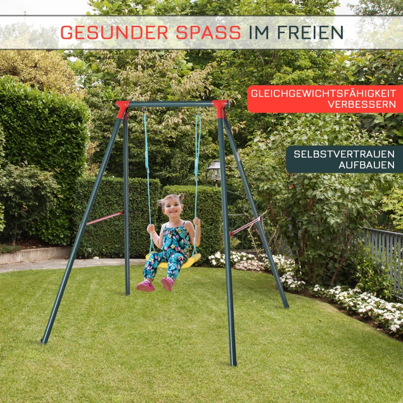 Outsunny Kinderschaukel Gartenschaukel Schaukelgestell Schaukelgerüst Metallgestell 3-8 Jahre 155 x 160 x 180 cm