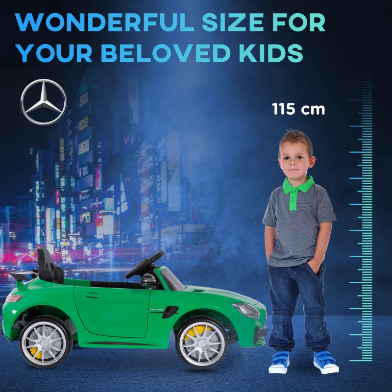 HOMCOM 12V Licensed Mercedes Benz Ride-On Car, with Lights, Remote, Music, Horn, for Ages 3-5 Years, Green