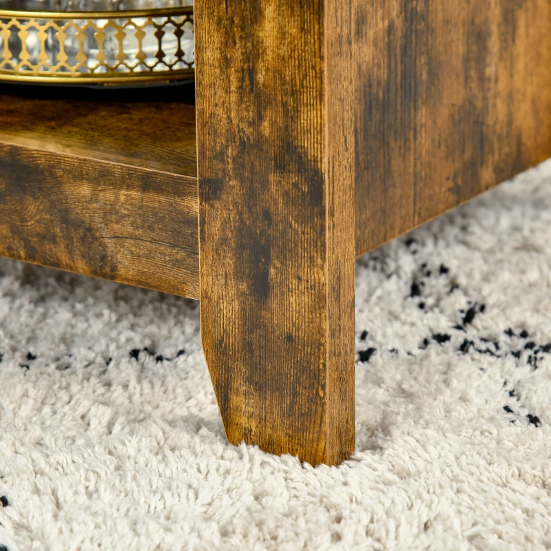 HOMCOM Tavolino da Salotto in Stile Industriale con Vano Contenitore e Piano Sollevabile in Legno, 105x50x49cm, Marrone Rustico