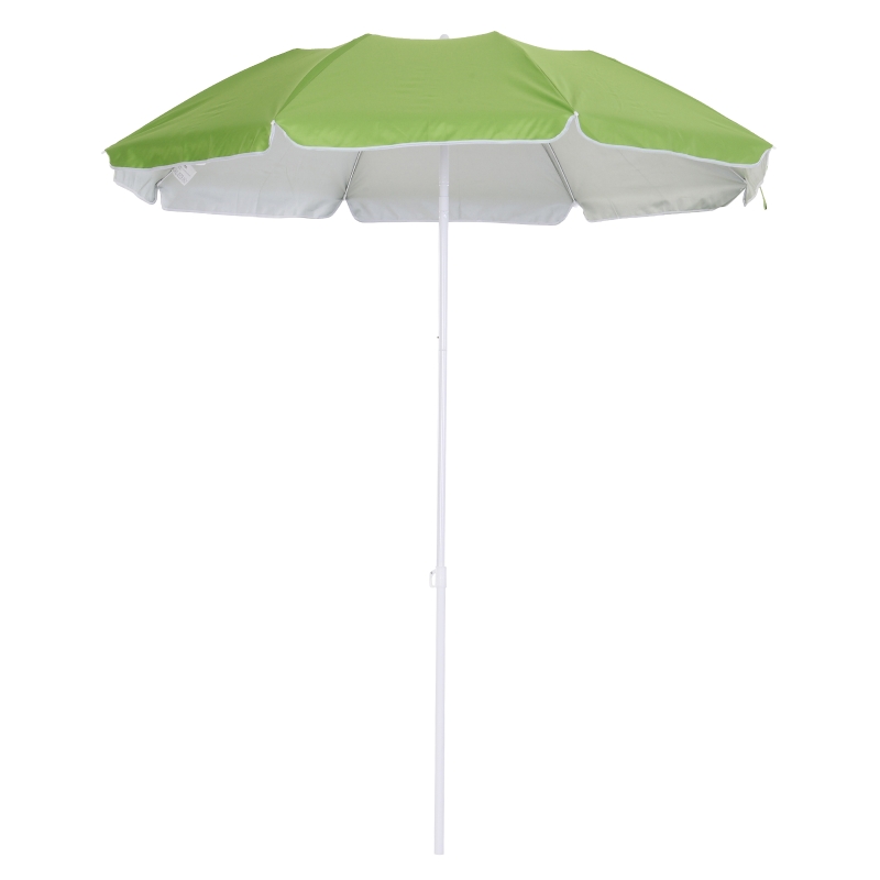 Outsunny 1.7m Beach Umbrella, Portable Parasol with Tilting Function, Carry Bag, Outdoor Sunshade Shelter with 8 Ribs, Green