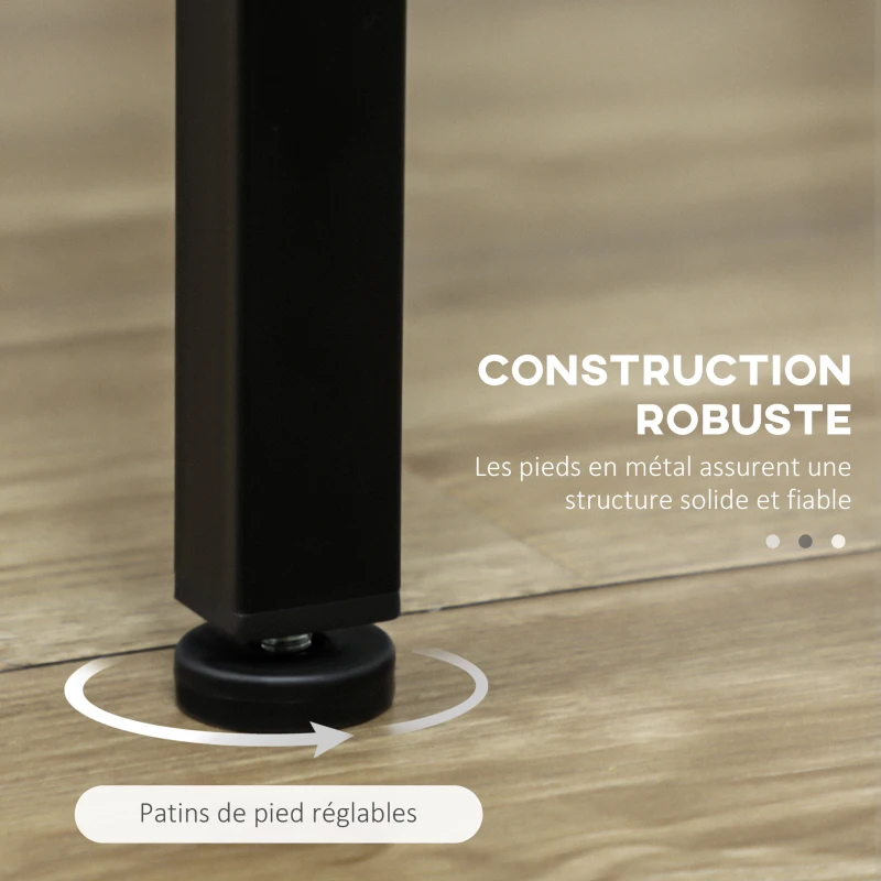 HOMCOM Ensemble table haute et 4 tabourets avec Repose-Pieds, métal noir et aspect bois pour cuisine salle à manger