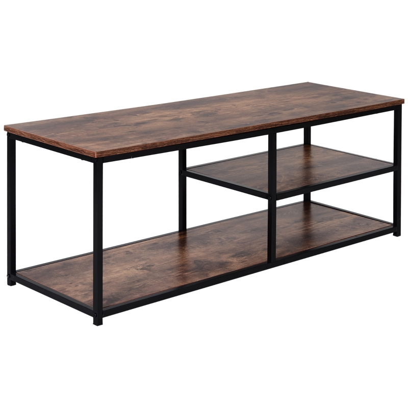TUKAILAi Mobile TV Industriale 120 Cm – Struttura In Metallo A X E Legno MDF – Per TV Fino A 55 Pollici Con Ripiani Portaoggetti