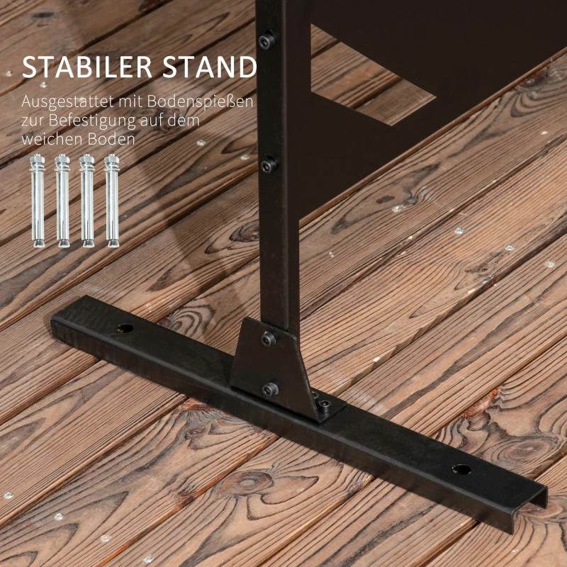 Outsunny Outdoor-Sichtschutz, lackiert Stahlrahmen, Design: Palmblatt-Silhouette, 1,2 x 2 m, Schwarz