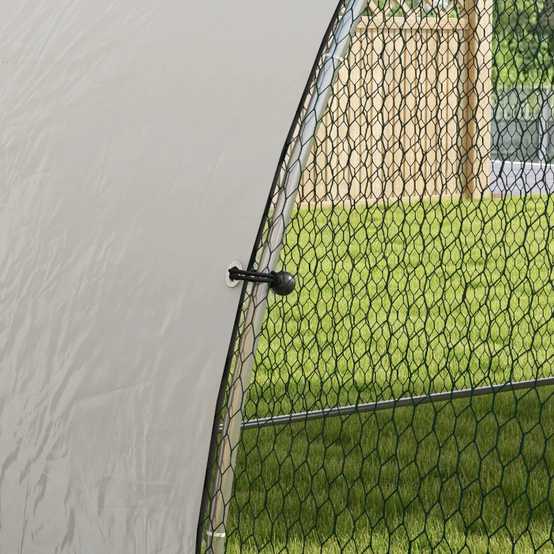 PawHut Recinto per Galline in Acciaio per 14-18 Animali con Porta Bloccabile, 3x5.6x2.2 m, Argento