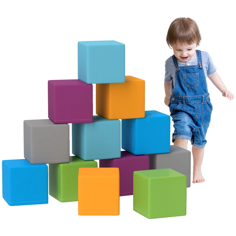 HOMCOM Kletter- und Krabbelspielzeug für Kinder, weicher EPE-Schaumstoff, 20x20x20 cm, Mehrfarbig, 1-3 Jahre(m-10)