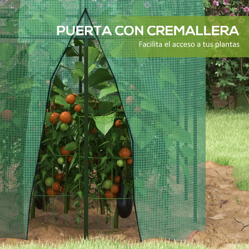 Outsunny Invernadero para Plantas con Puerta con Cremallera y Marco de Acero para Jardín Patio 300x100x150 cm Verde