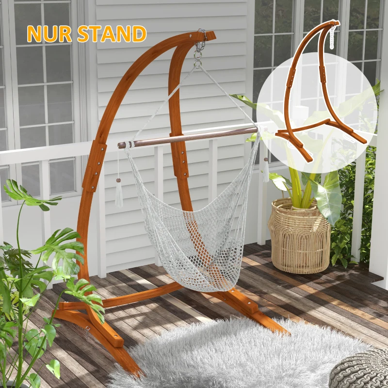 Outsunny Hängemattengestell Hängemattenständer, frei stehend, höhenverstellbar, 119 cm x 120 cm x 202 cm, Braun