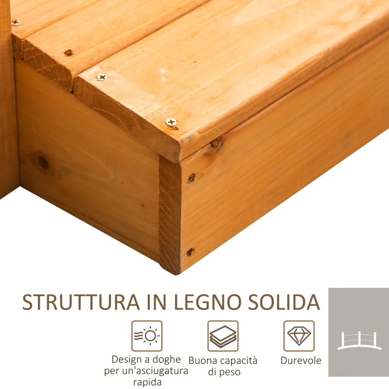 Outsunny Ponticello di Legno da Esterni con Sponde in Canapa, Struttura in Legno d'Abete, 150x58x58.5cm, Arancione