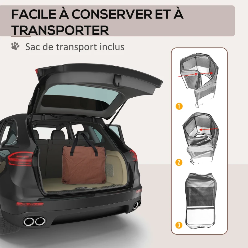 PawHut Parc enclos pliable pour chien chat petits animaux octogonal en tissu Oxford et acier Ø 90 x 41H cm marron beige