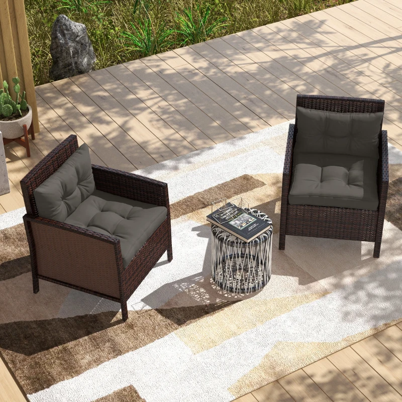 Outsunny Lot de 4 coussins pour le jardin avec 2 coussins d'assise et 2 coussins de dossier, polyester, gris anthracite