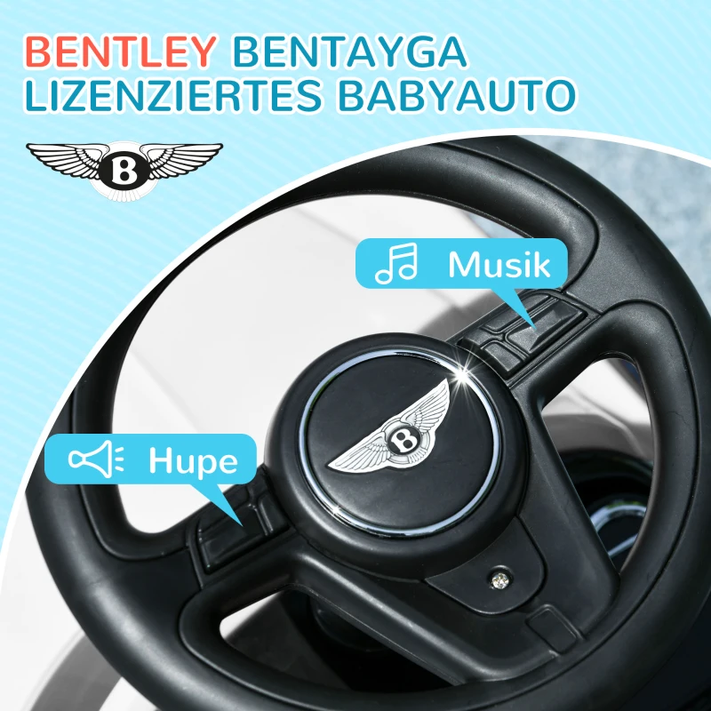 AIYAPLAY 3-in-1 Rutschauto, abnehmbare Schiebestange, Hupe, Musik, Stauraum, für 1-3 Jahre, Weiß