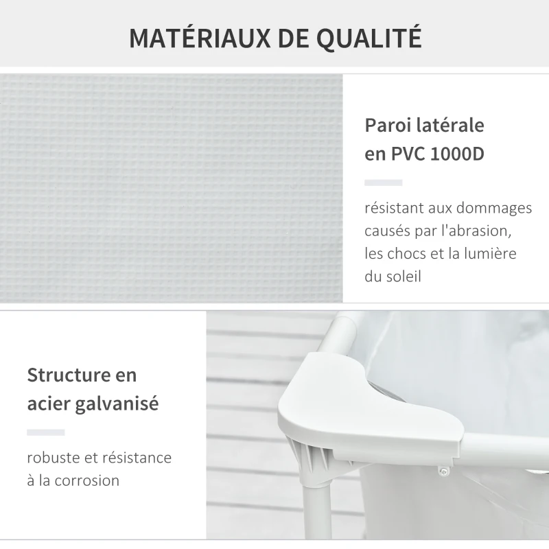 Outsunny Piscine Tubulaire Hors Sol rectangulaire Cadre en métal avec Filtre 292L x 190l x 75H cm Gris