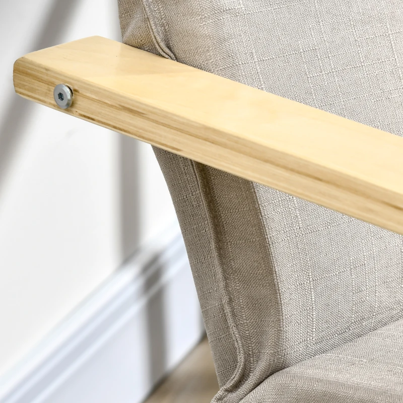 HOMCOM Fauteuil relax avec repose-pieds et coussin appui-tête - bois et tissu effet lin - dim. 67I x 69P x 100H cm - gris