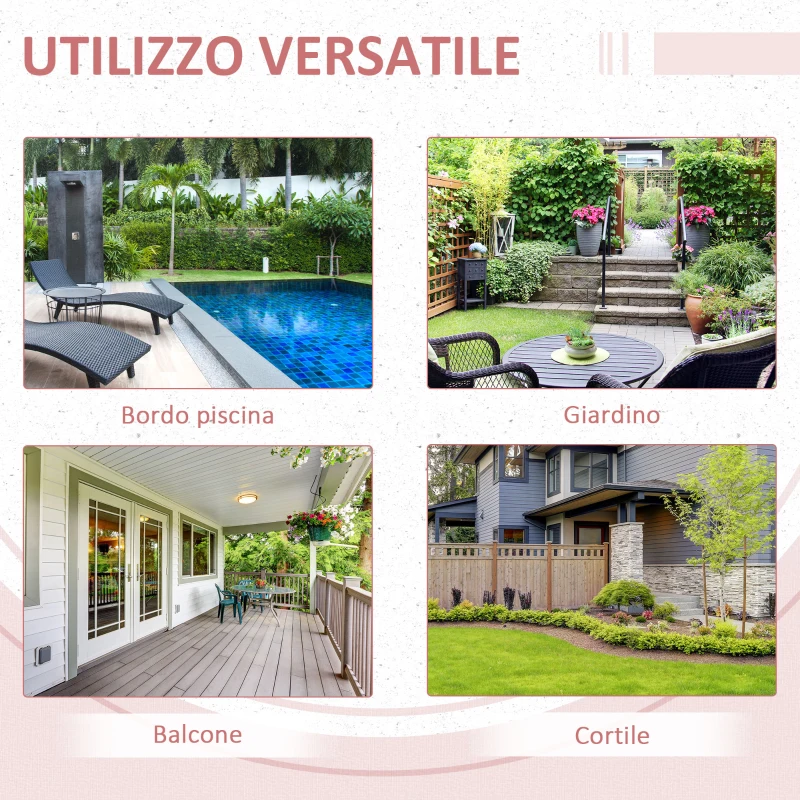 Outsunny Tavolino da Giardino Pieghevole Salvaspazio in Rattan Sintetico e Acciaio, 40x40x40cm, Colore Vimini