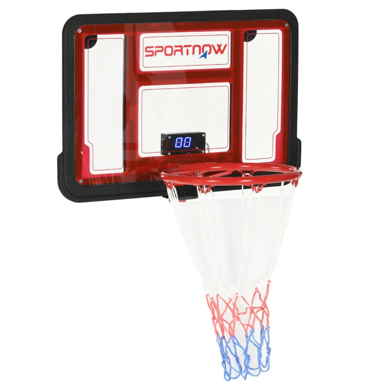 SPORTNOW Basketballkorb mit elektronischer Punkteanzeige, für Wand- und Türmontage, inkl. Basketball, Ballpumpe