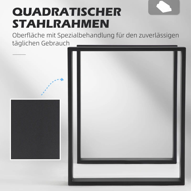 HOMCOM Tischbein-Set, 2 Stahlbeine, 72 x 60 cm, vorgebohrte Löcher, Industrial Design, Stahl, schwarz