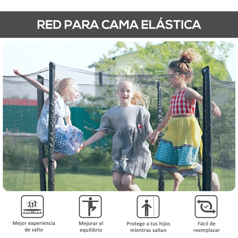 HOMCOM Red de Seguridad de Reemplazo para Trampolín Ø244 cm con Puerta con Cremallera para 6 Postes Rectos Ø244x180 cm Negro