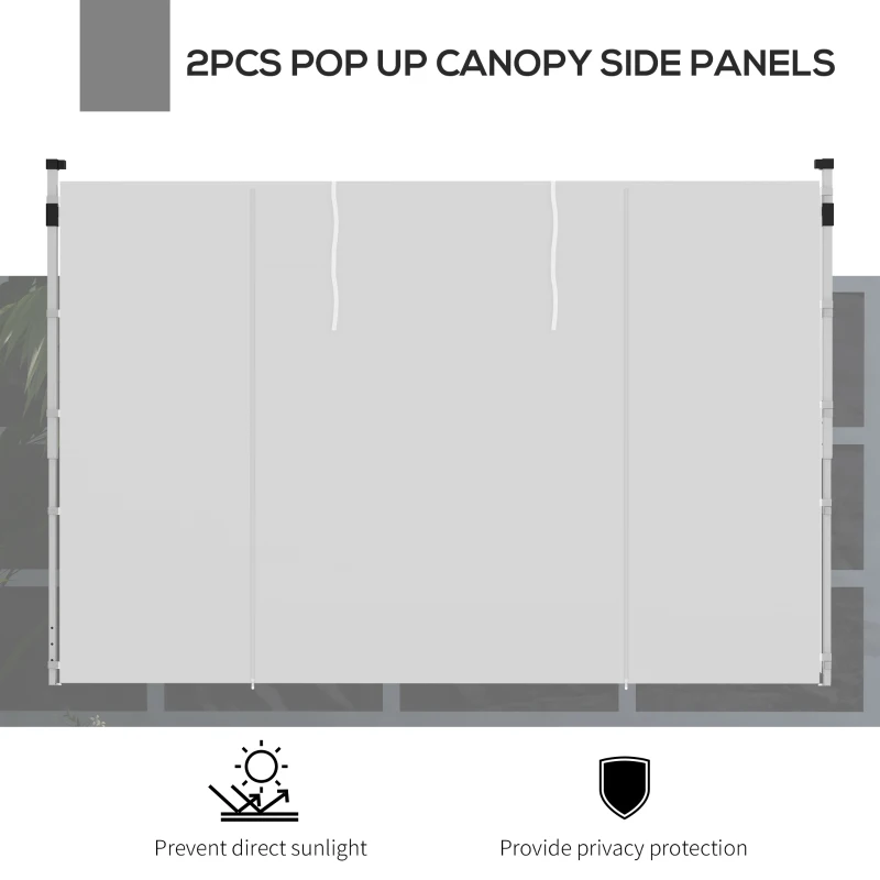 Outsunny Gazebo Side Panels, 2 Pack Sides Replacement, for 3x3(m) or 3x6m Pop Up Gazebo, with Windows and Doors, White