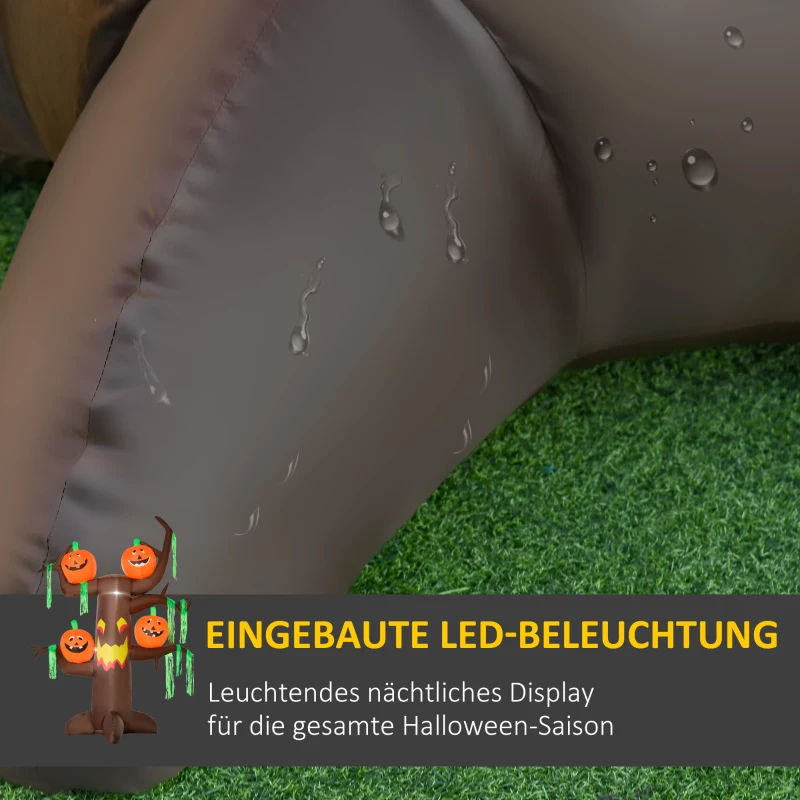HOMCOM Aufblasbarer Spukbaum Kürbis Halloween Deko Figur Luftfigur mit LED Beleuchtung, Polyester, 180x80x240cm