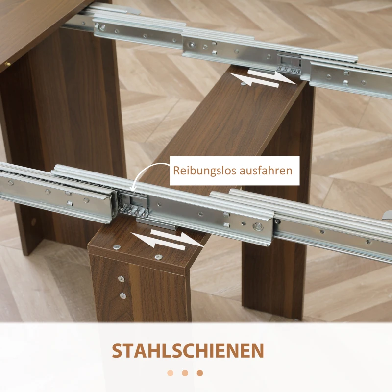 HOMCOM Ausklappbarer Esstisch Ausziehbarer Esstisch Esstisch, mobil, modernes Design, 180cm x 85cm x 75cm, Braun(m-7)