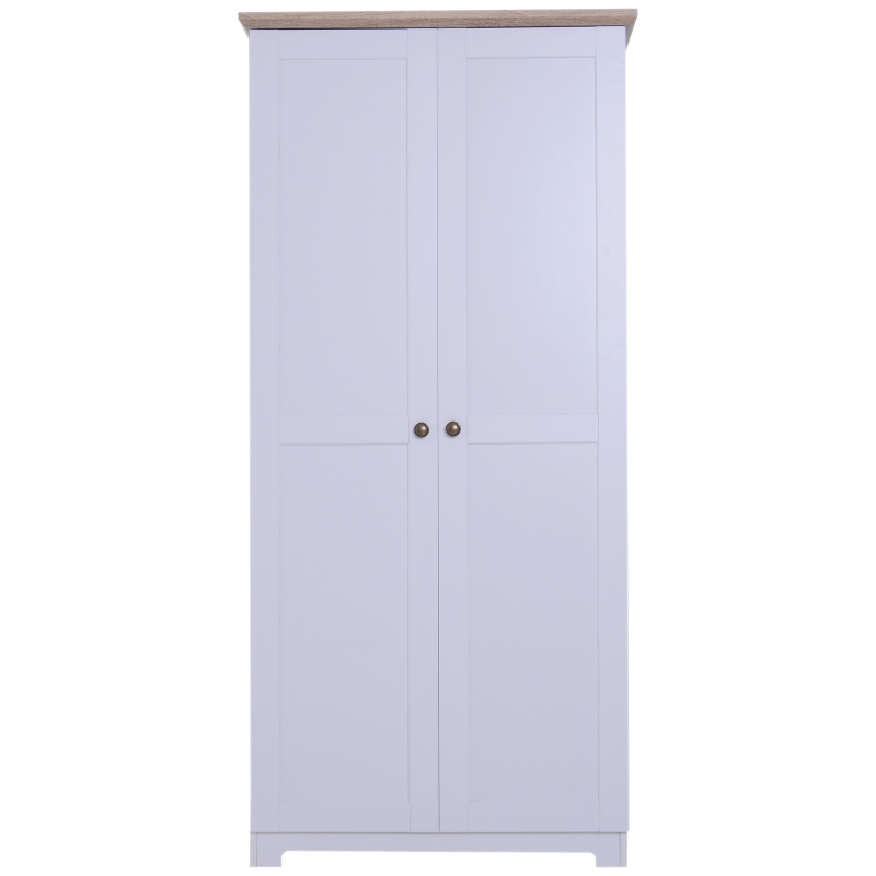 HOMCOM Armario Mueble Almacenaje Organizador Madera para Dormitorio Salón 2 Puertas 4 Estantes Multiusos 80x48x172cm Blanco