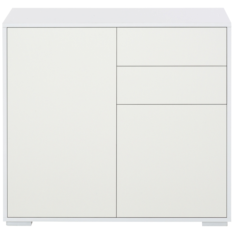 HOMCOM Aufbewahrungsschrank mit 2 Schubladen, 2 Türen, mit Kippschutz, für Wohnzimmer, Schlafzimmer, 79 x 36 x 74 cm, Weiß