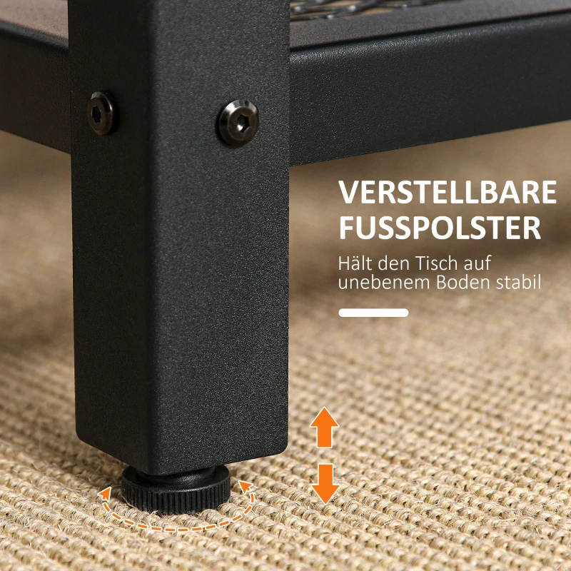 HOMCOM Vintage Couchtisch Beistelltisch Wohnzimmertisch Sofatisch mit Ablage Metallgestell Schwarz + Walnuss gemasert 106 x 60 x 45 cm