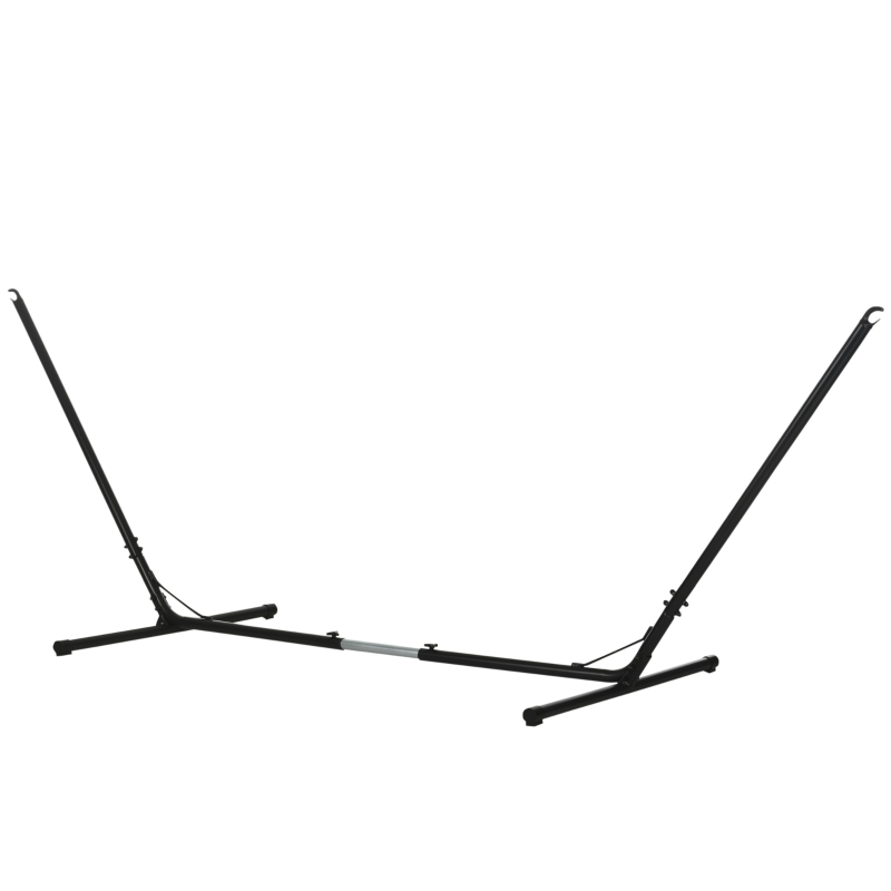 Outsunny Support Pied de hamac réglable Structure Robuste métal époxy Noir dim. 3,08-3,80L x 1,09l x 1,16H m
