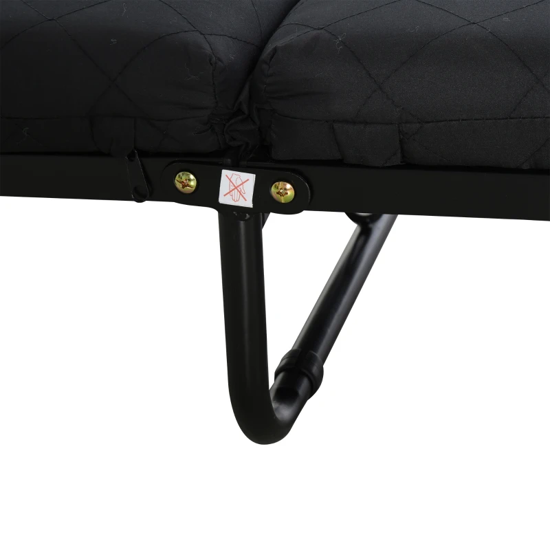 HOMCOM Klappbett 65x184 cm, Erwachsene Gästebett Klappbar mit 6 cm Dicker Schaumstoff, Reisebett mit Metallrahmen, Feldbett mit Rollen und höhenverstellbarem Kopfteil, bis 120 kg belastbar, Schwarz