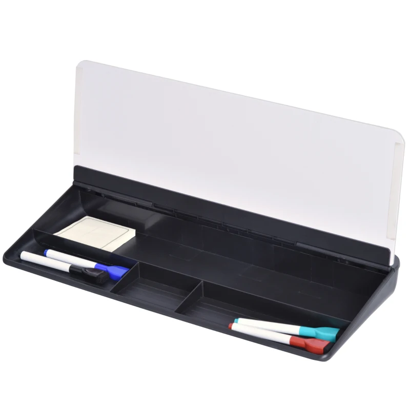Vinsetto Desktop-Memoboard Tisch-Organizer Whiteboard Memoboard für Schreibtisch mit Tablettenständer Schreibtischorganizer Glas PP  Weiß+Schwarz 45,3 x 20,5 x 5,3 cm