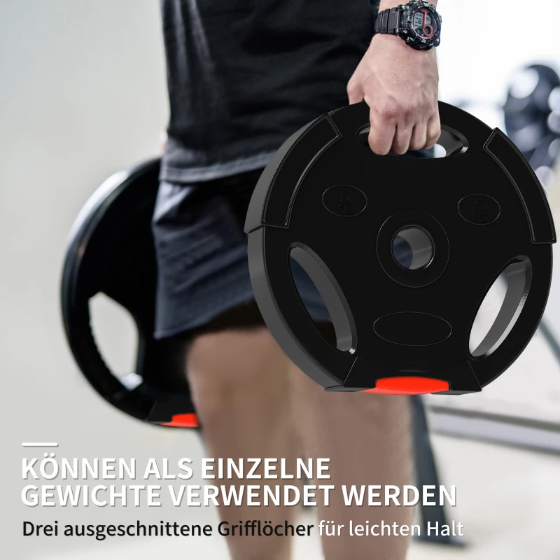 SPORTNOW 4er Gewichtsplatten-Set für Training, Fitnessstudio, Heimtraining, Stärke-Training, 2 x 10 kg und 2 x 5 kg, Schwarz