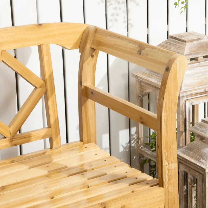 Outsunny Gartenbank im Landhausstil, wetterbeständig, Massivholz,116 cm x 53 cm x 83 cm, Natur