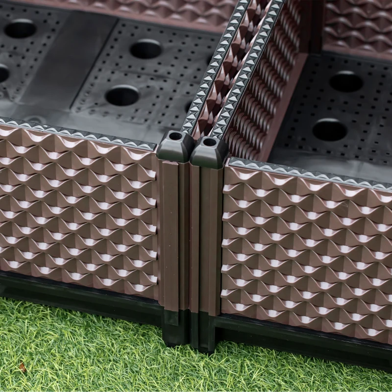 Outsunny 50cm x 50cm x 46.5cm Set of 4 41L Garden Raised Bed Kit, PP DIY Elevated Planter Box, Flower Vegetables Planting Container with Self-Watering Design and Drainage Holes