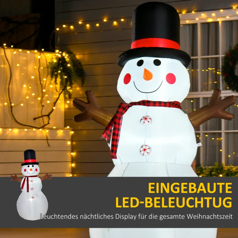 HOMCOM Weihnachten aufblasbarer Schneemann 1,82 m Weihnachtsdekoration wetterfest LEDs Polyester 100 x 80 x 182 cm